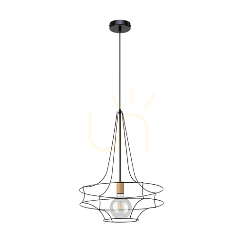 Skontrolujte Závesné svietidlo Casa Rina 1xE27 Max. 60 W, olejovaný dub / čierny kov / čierny PVC kábel, Ø 48 cm