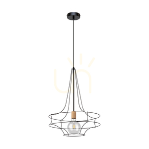 Závesné svietidlo Casa Rina 1xE27 Max. 60 W, olejovaný dub / čierny kov / čierny PVC kábel, Ø 48 cm small 0