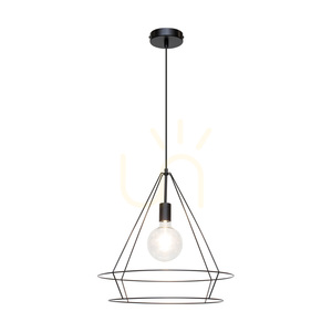 Závesné svietidlo Casa Triango, 1xE27, Max. 60 W, čierny kov / čierny PVC kábel, Ø 48 cm small 1