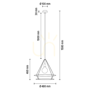Závesné svietidlo Casa Triango, 1xE27, Max. 60 W, čierny kov / čierny PVC kábel, Ø 48 cm small 3