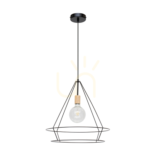 Skontrolujte Závesné svietidlo Casa Triango 1xE27 Max. 60 W, olejovaný dub / čierny kov / čierny PVC kábel, Ø 48 cm