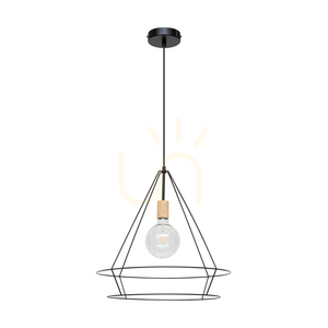 Závesné svietidlo Casa Triango 1xE27 Max. 60 W, olejovaný dub / čierny kov / čierny PVC kábel, Ø 48 cm small 0