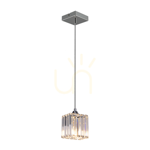 Závesné svietidlo „Casino“, 1xE27, Max. 60 W, chrómovaný kov / priehľadný PVC kábel / priehľadný krištáľový tienidlo, 13 cm small 1