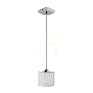 Závesné svietidlo „Casino“, 1xE27, Max. 60 W, chrómovaný kov / priehľadný PVC kábel / priehľadný krištáľový tienidlo, 13 cm small 2