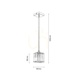 Závesné svietidlo „Casino“, 1xE27, Max. 60 W, chrómovaný kov / priehľadný PVC kábel / priehľadný krištáľový tienidlo, 13 cm small 5