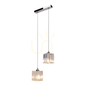 Závesné svietidlo „Casino“, 2xE27, Max. 60 W, chrómovaný kov / priehľadný PVC kábel / priehľadný krištáľový tienidlo, 33 cm small 1