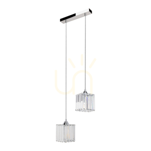 Závesné svietidlo „Casino“, 2xE27, Max. 60 W, chrómovaný kov / priehľadný PVC kábel / priehľadný krištáľový tienidlo, 33 cm small 0
