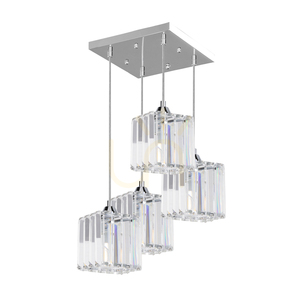 Závesné svietidlo „Casino“, 4xE27, Max. 60 W, chrómovaný kov / priehľadný PVC kábel / priehľadný krištáľový tienidlo, 33 cm small 0