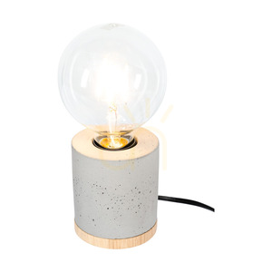 Stolná lampa Cesar, 1xE27, Max. 25 W, olejovaný dub/sivý betón/čierny opletený kábel, Ø 10 cm small 1