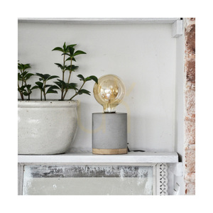 Stolná lampa Cesar, 1xE27, Max. 25 W, olejovaný dub/sivý betón/čierny opletený kábel, Ø 10 cm small 2