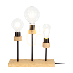 Stolná lampa Chandelle, 3xE27, max. 25 W, olejovaný dub/čierny kov/čierny opletený kábel, 35 cm small 1
