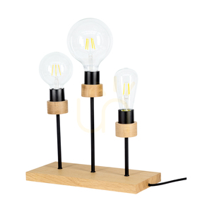 Stolná lampa Chandelle, 3xE27, max. 25 W, olejovaný dub/čierny kov/čierny opletený kábel, 35 cm small 2