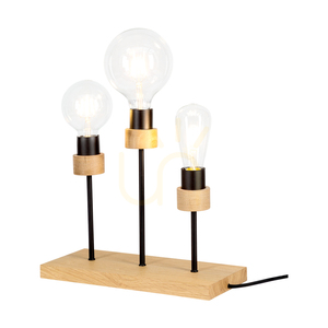 Stolná lampa Chandelle, 3xE27, max. 25 W, olejovaný dub/čierny kov/čierny opletený kábel, 35 cm small 3