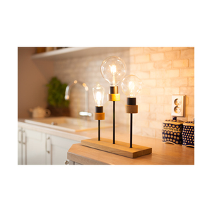 Stolná lampa Chandelle, 3xE27, max. 25 W, olejovaný dub/čierny kov/čierny opletený kábel, 35 cm small 4