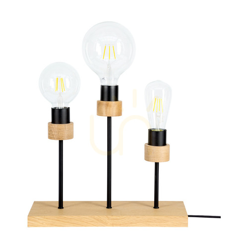 Skontrolujte Stolná lampa Chandelle, 3xE27, max. 25 W, olejovaný dub/čierny kov/čierny opletený kábel, 35 cm