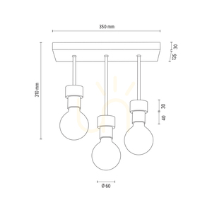 Stropné svietidlo Chandelle, 3xE27, Max. 40 W, olejovaný dub/čierny kov, 35 cm small 3