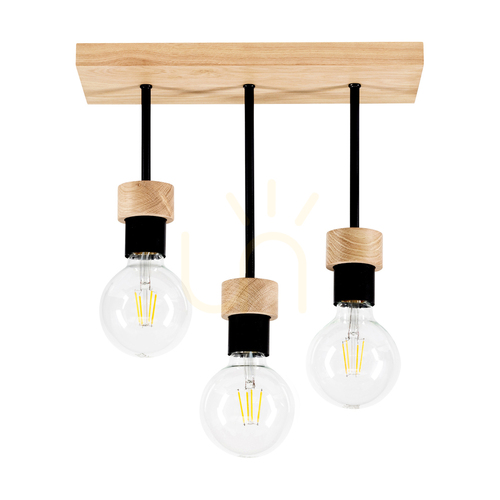 Skontrolujte Stropné svietidlo Chandelle, 3xE27, Max. 40 W, olejovaný dub/čierny kov, 35 cm