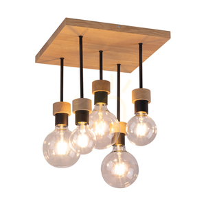 Stropné svietidlo Chandelle, 5xE27, Max. 40 W, olejovaný dub/čierny kov, 34 cm small 1