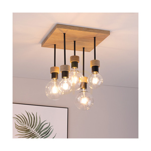 Stropné svietidlo Chandelle, 5xE27, Max. 40 W, olejovaný dub/čierny kov, 34 cm small 2