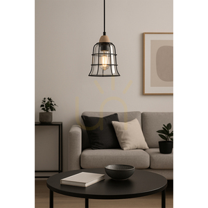 Závesné svietidlo Chicka, 1xE27, Max. 60 W, breza/čierny kov/čierny PVC kábel/stínidlo z číreho skla, Ø 16,5 cm small 1