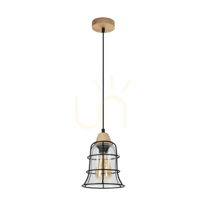 Závesné svietidlo Chicka, 1xE27, Max. 60 W, breza/čierny kov/čierny PVC kábel/stínidlo z číreho skla, Ø 16,5 cm small 0