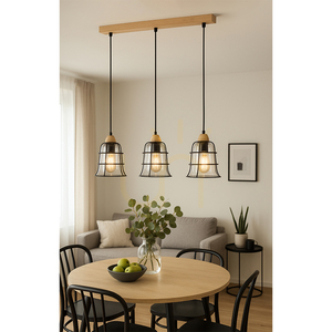 Závesné svietidlo Chicka, 3xE27, Max. 60 W, breza/čierny kov/čierny PVC kábel/stínidlo z číreho skla, 75 cm small 2