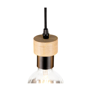 Závesné svietidlo Clarte, 3xE27, Max. 60 W, olejovaný dub/čierny kov/čierny opletený kábel, 55 cm small 1