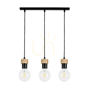 Závesné svietidlo Clarte, 3xE27, Max. 60 W, olejovaný dub/čierny kov/čierny opletený kábel, 55 cm small 0