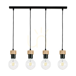 Závesné svietidlo Clarte, 4xE27, Max. 60 W, olejovaný dub/čierny kov/čierny opletený kábel, 75 cm small 0