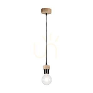 Závesné svietidlo Clarte Wood, 1xE27, Max. 60 W, olejovaný dub / čierny kov / čierny opletený kábel, Ø 10 cm small 1