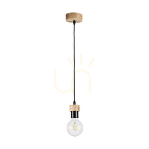 Závesné svietidlo Clarte Wood, 1xE27, Max. 60 W, olejovaný dub / čierny kov / čierny opletený kábel, Ø 10 cm small 0