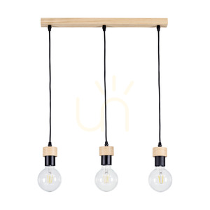 Závesné svietidlo Clarte Wood, 3xE27, Max. 60 W, olejovaný dub/čierny kov/čierny opletený kábel, 55 cm small 0