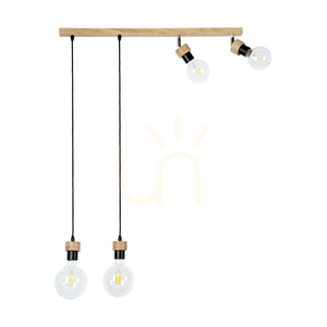 Závesné svietidlo Clarte Wood, 4xE27, max.. 25 W, olejovaný dub / čierny kov / čierny opletený kábel 75 cm small 2