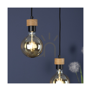Závesné svietidlo Clarte Wood, 4xE27, max.. 25 W, olejovaný dub / čierny kov / čierny opletený kábel 75 cm small 5