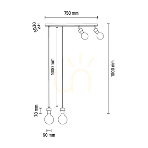 Závesné svietidlo Clarte Wood, 4xE27, max.. 25 W, olejovaný dub / čierny kov / čierny opletený kábel 75 cm small 6