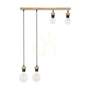 Závesné svietidlo Clarte Wood, 4xE27, max.. 25 W, olejovaný dub / čierny kov / čierny opletený kábel 75 cm small 0