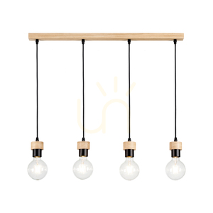 Závesné svietidlo Clarte Wood, 4xE27, max.. 60 W, olejovaný dub/čierna, 75 cm small 1