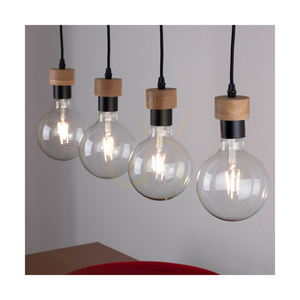Závesné svietidlo Clarte Wood, 4xE27, max.. 60 W, olejovaný dub/čierna, 75 cm small 2