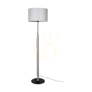 Stojaca lampa Colette Grey, 1xE27, Max. 60 W, borovica morená na šedo, čierny kov, čierny opletený kábel, šedé tienidlo, Ø 40 cm small 2