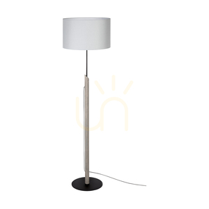 Stojaca lampa Colette Grey, 1xE27, Max. 60 W, borovica morená na šedo, čierny kov, čierny opletený kábel, šedé tienidlo, Ø 40 cm small 0