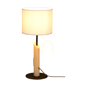 Stolná lampa Colette Grey, 1xE27, Max. 40 W, borovica morená na šedo, čierny kov, čierny opletený kábel, šedé tienidlo, Ø 20 cm small 1