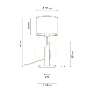 Stolná lampa Colette Grey, 1xE27, Max. 40 W, borovica morená na šedo, čierny kov, čierny opletený kábel, šedé tienidlo, Ø 20 cm small 2
