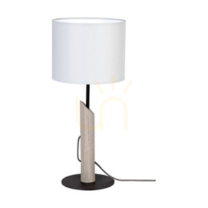 Stolná lampa Colette Grey, 1xE27, Max. 40 W, borovica morená na šedo, čierny kov, čierny opletený kábel, šedé tienidlo, Ø 20 cm small 0