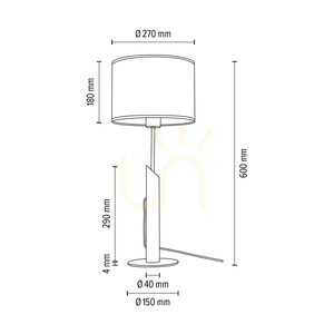 Stolná lampa Colette Grey, 1xE27, Max. 60 W, borovica morená na šedo, čierny kov, čierny opletený kábel, šedé tienidlo, Ø 27 cm small 2