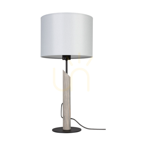 Skontrolujte Stolná lampa Colette Grey, 1xE27, Max. 60 W, borovica morená na šedo, čierny kov, čierny opletený kábel, šedé tienidlo, Ø 27 cm