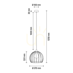 Závesné svietidlo Coop 1xE27 Max. 60 W, čierny kov/čierny PVC kábel, Ø 37 cm small 3
