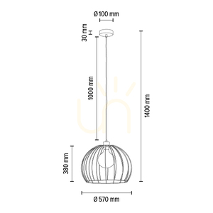 Závesné svietidlo Coop 1xE27 Max. 60 W, čierny kov / čierny PVC kábel, Ø 57 cm small 2