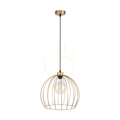 Skontrolujte Závesné svietidlo Coop, 1xE27, Max. 60 W, zlatý kov/čierny PVC kábel, Ø 37 cm