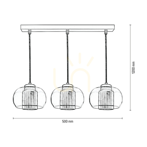 Závesné svietidlo Cordia, 3xE14, Max. 9 W, čierny kov / priehľadný PVC kábel / priehľadné sklenené tienidlo / čierne tienidlo, 50 cm small 2