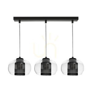 Závesné svietidlo Cordia, 3xE14, Max. 9 W, čierny kov / priehľadný PVC kábel / priehľadné sklenené tienidlo / čierne tienidlo, 50 cm small 0